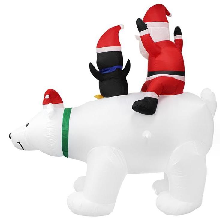 7FT Christmas Inflatables Polar Bear with Penguin Santa Claus LED  Blow Up Yard Decorations with LED Lights Outdoor Yard Garden