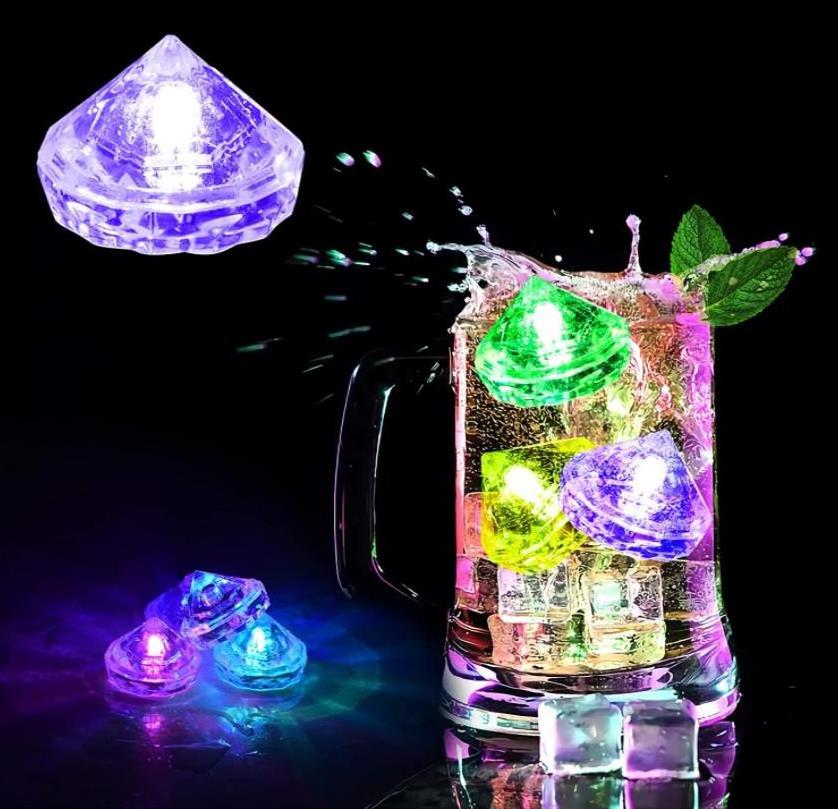 LED Heart Ice Cube Multi-Color Flashing Liquid Activation Light Up for Party Wedding Bar Vase Bathtub Event Party Decoration