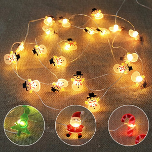 Christmas Copper Wire String Lights Snowman Santa Tree Deer Snowflake Star Pendant 20 LEDs Waterproof Xmas Decorations 78.7inch