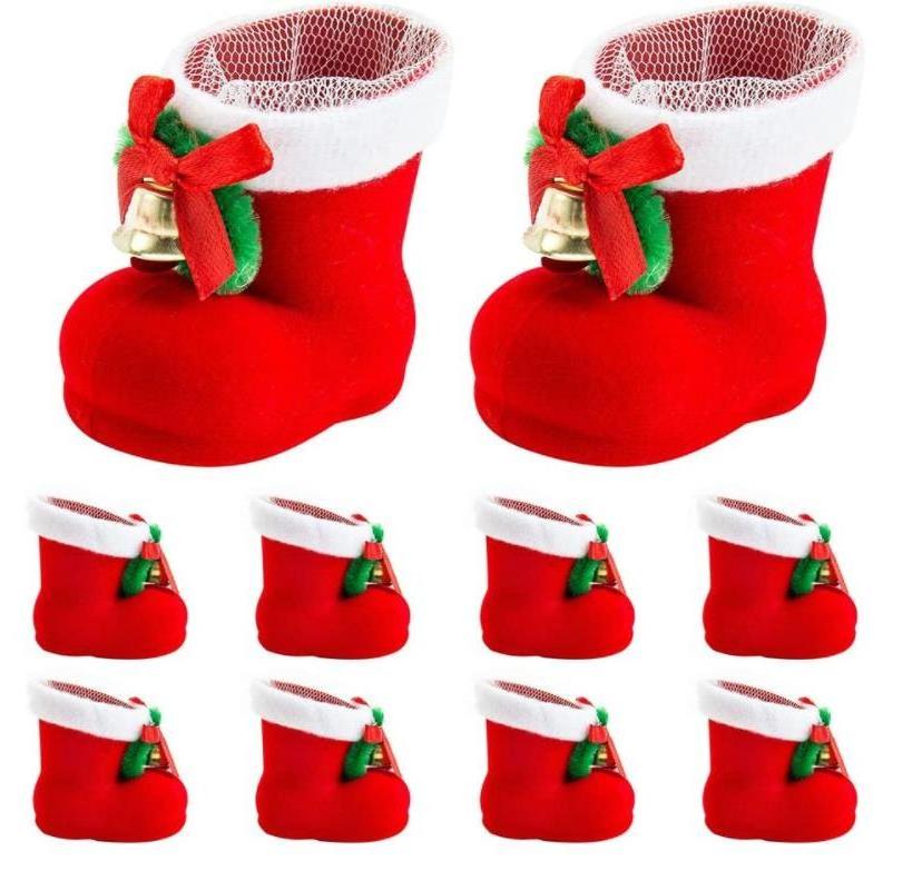 Christmas Santa Candy Boots Gift Stocking Container Bag Shoes Xmas Tree Ornaments Fireplace Hanging Pendants Decorations Red