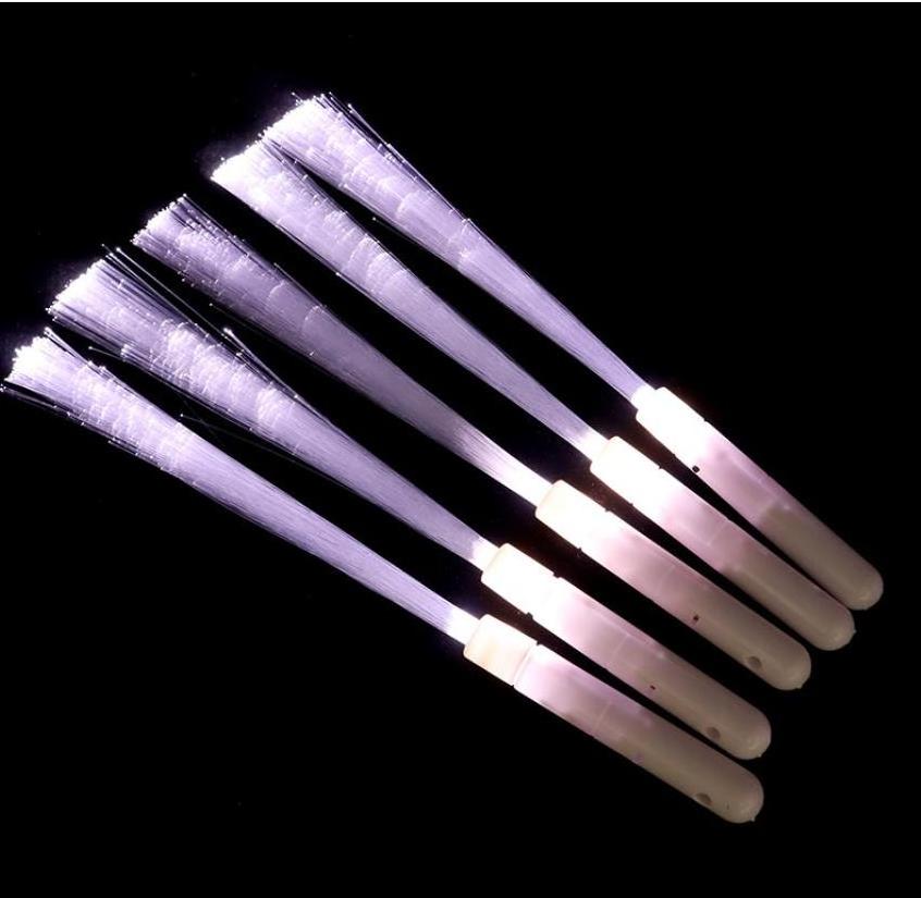 White Light Up Fiber Optic Wand Glow In The Dark Rod Flashing LED Magic Stick Battery Operated Fun Party Favors