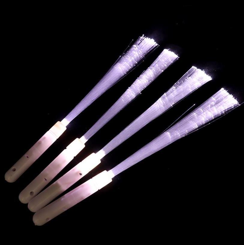 White Light Up Fiber Optic Wand Glow In The Dark Rod Flashing LED Magic Stick Battery Operated Fun Party Favors