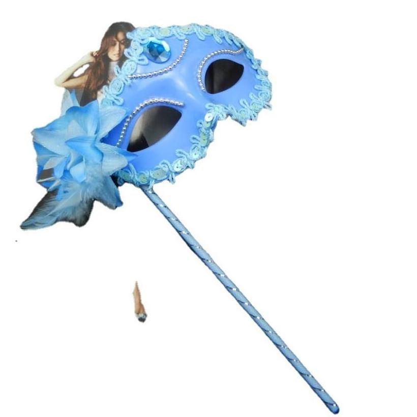 Venetian masquerade Dance Ball Handle Mask Wedding Party Fancy Dress Eyemask On Stick Masks Flower Lace Feather Held Stick Mask