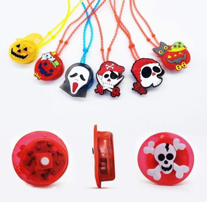 Halloween LED Necklaces Spider Ghost Pumpkin Neon Party Favors Kids Adult Flashing Light up toys Goodie Treat Bag Fillers