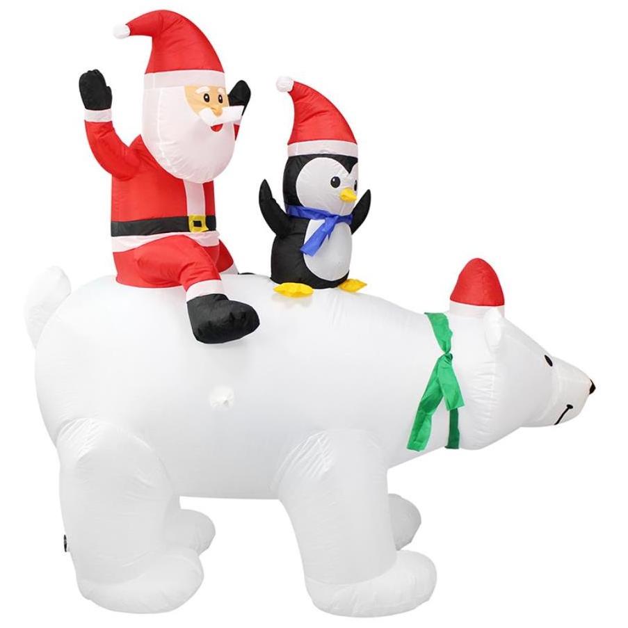 7FT Christmas Inflatables Polar Bear with Penguin Santa Claus LED  Blow Up Yard Decorations with LED Lights Outdoor Yard Garden