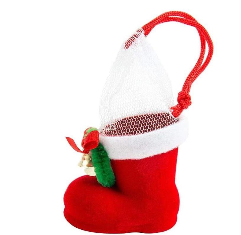 Christmas Santa Candy Boots Gift Stocking Container Bag Shoes Xmas Tree Ornaments Fireplace Hanging Pendants Decorations Red