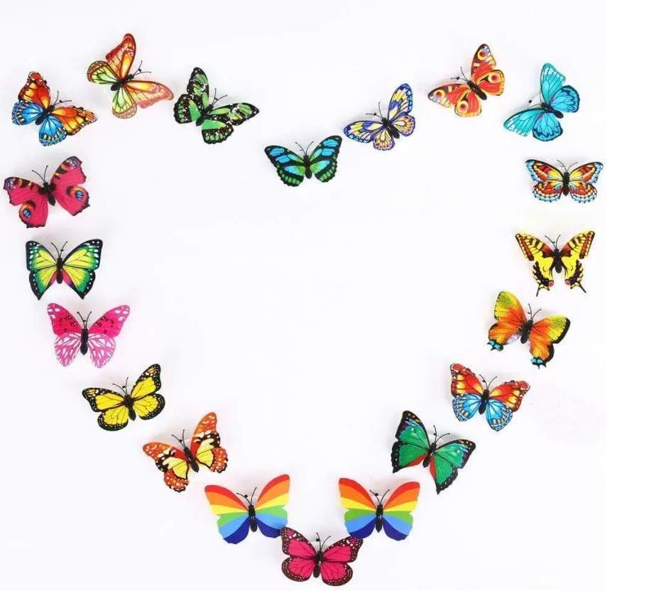 3D Butterfly Light Wall Decals LED Flashing Night Light for Bedroom Party Wedding Art Decorations