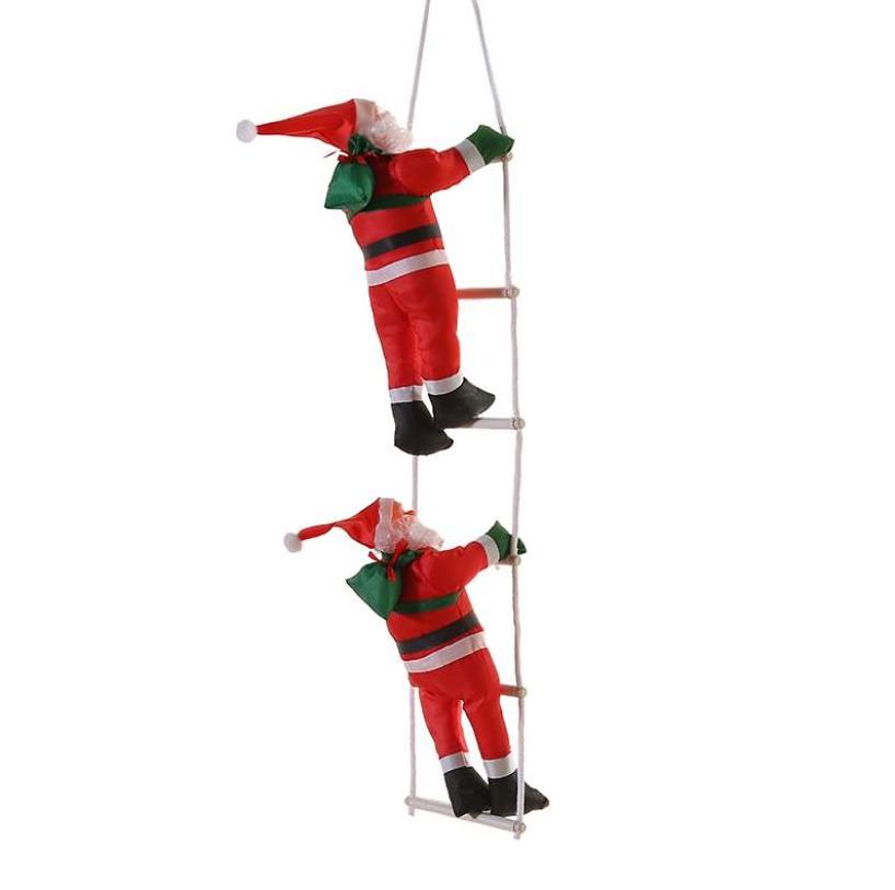 2 Santa Claus Climbing Ladder Christmas Ornaments for Christmas Tree Party Home Door Wall Decoration 60cm