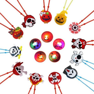 Halloween LED Necklaces Spider Ghost Pumpkin Neon Party Favors Kids Adult Flashing Light up toys Goodie Treat Bag Fillers