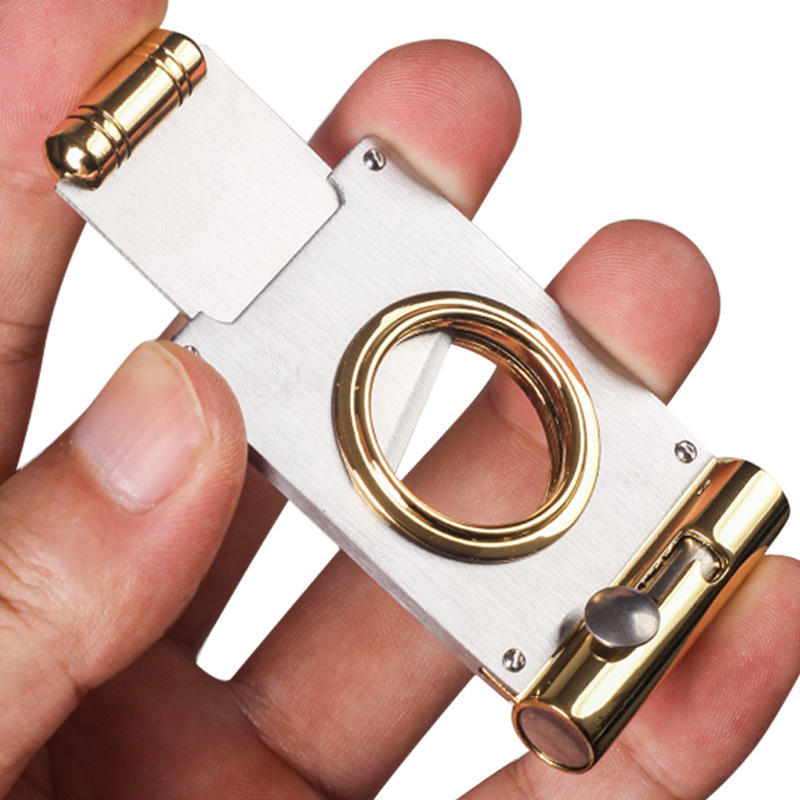 Portable Cigar Cutter with Hole Punch Multi-function Single Blade Cigar Cutter Drill Cuban Cigar Cutter Tool Accessories