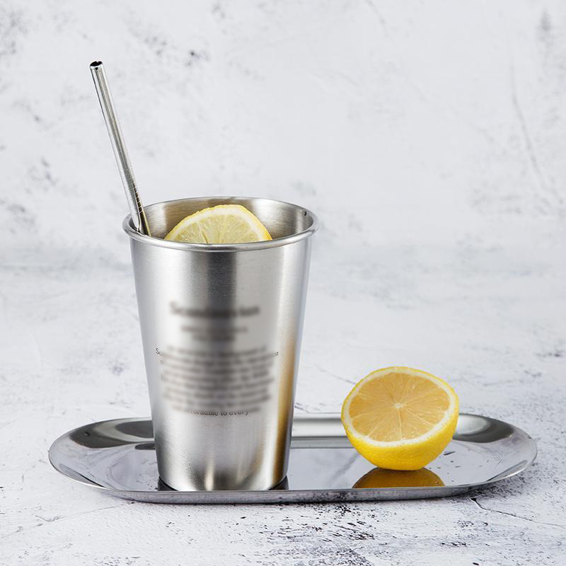 Stainless Steel Beer Cup Industrial Air Cooled Drink Cup Convenient Mark Water  Curled Simple Beer Cup