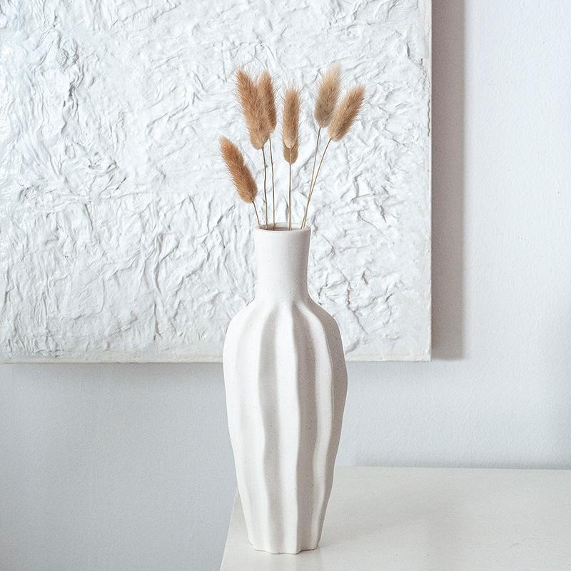 Nordic Simple Pleated Pattern Ceramic Vase Living Room Decoration Home Hydroponic Dried Flower Device