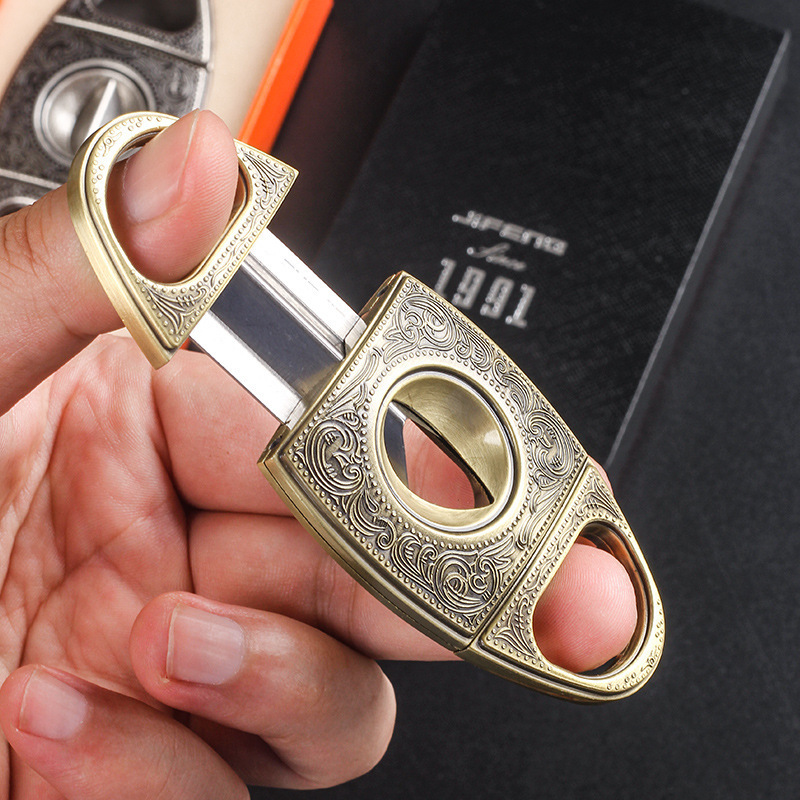 Wholesale Portable Personality Stainless Steel Blade Cigar V Scissors Cut Sharp Cigar Cutter Set