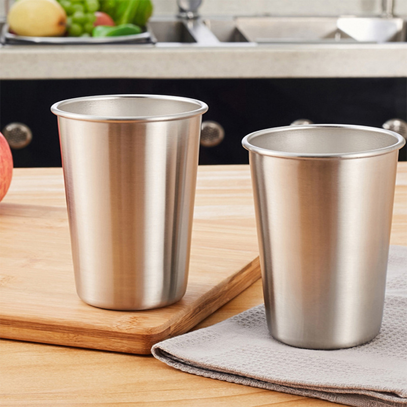 Stainless Steel Beer Cup Industrial Air Cooled Drink Cup Convenient Mark Water  Curled Simple Beer Cup