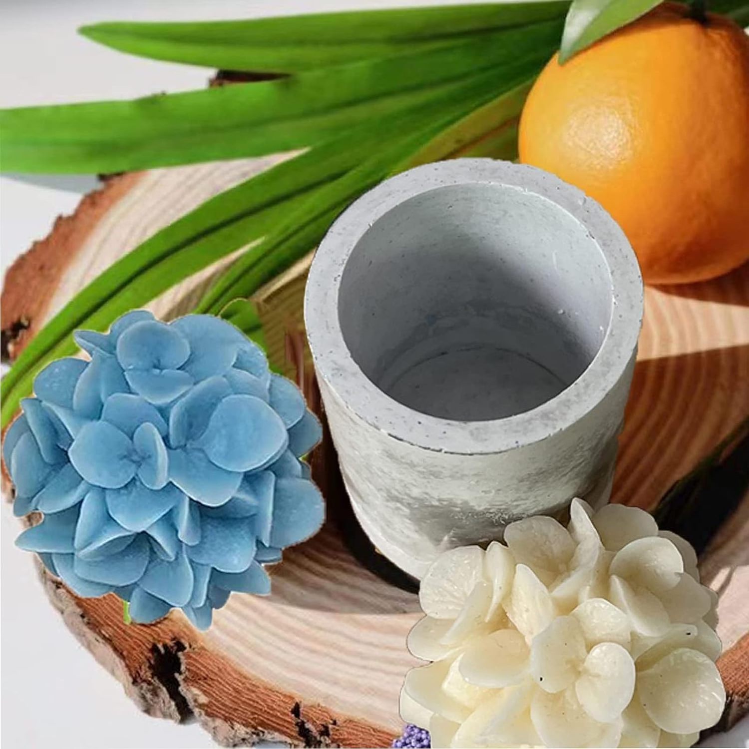 Wholesale Concrete Silicone Candle Jar Mold with Hydrangea Flower Soap Plaster Candle Vessels Molds