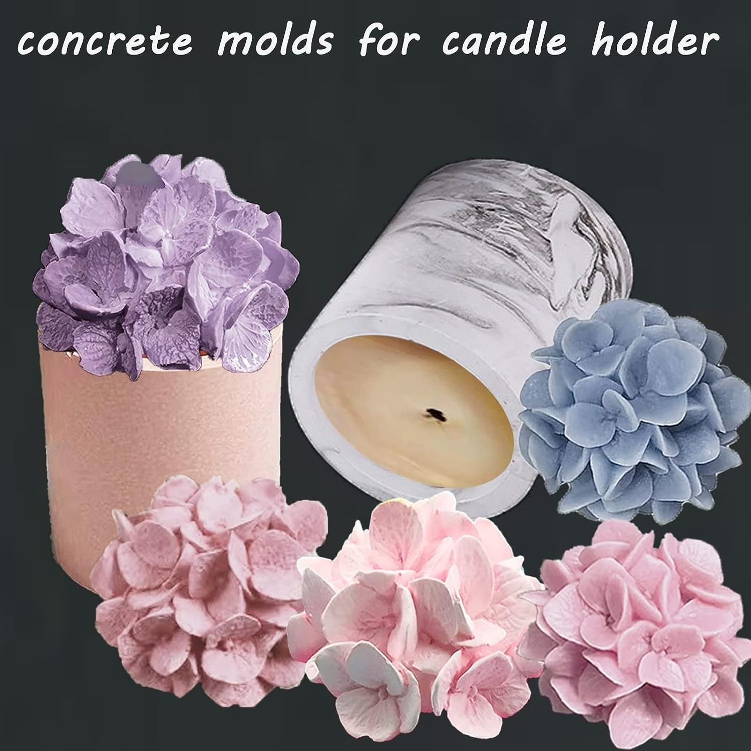 Wholesale Concrete Silicone Candle Jar Mold with Hydrangea Flower Soap Plaster Candle Vessels Molds