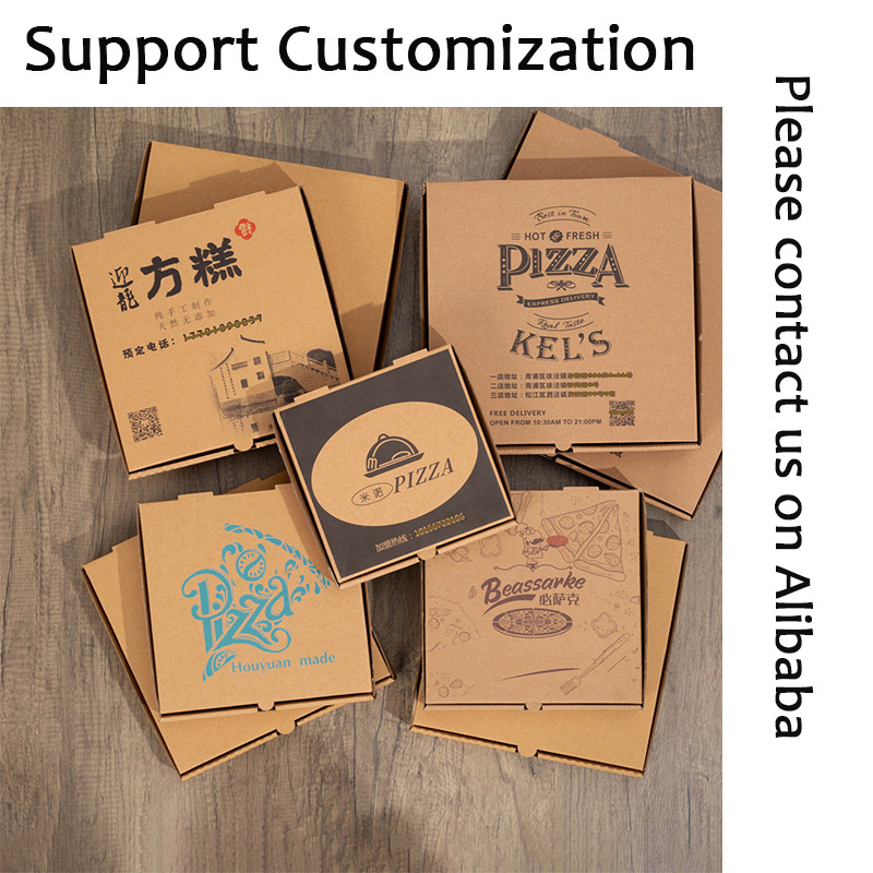 custom yellow pizza box design cheap 6/7/8/9/10/11/12/13/16/18 inch  kraft all size packaging box for pizza