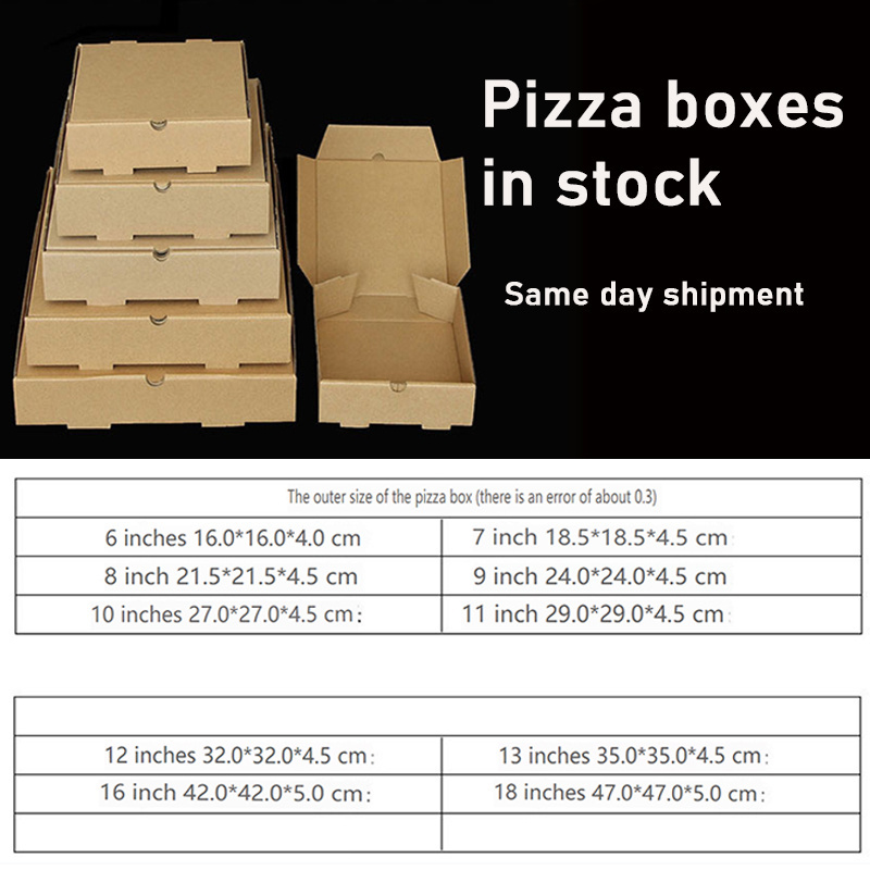 custom yellow pizza box design cheap 6/7/8/9/10/11/12/13/16/18 inch  kraft all size packaging box for pizza