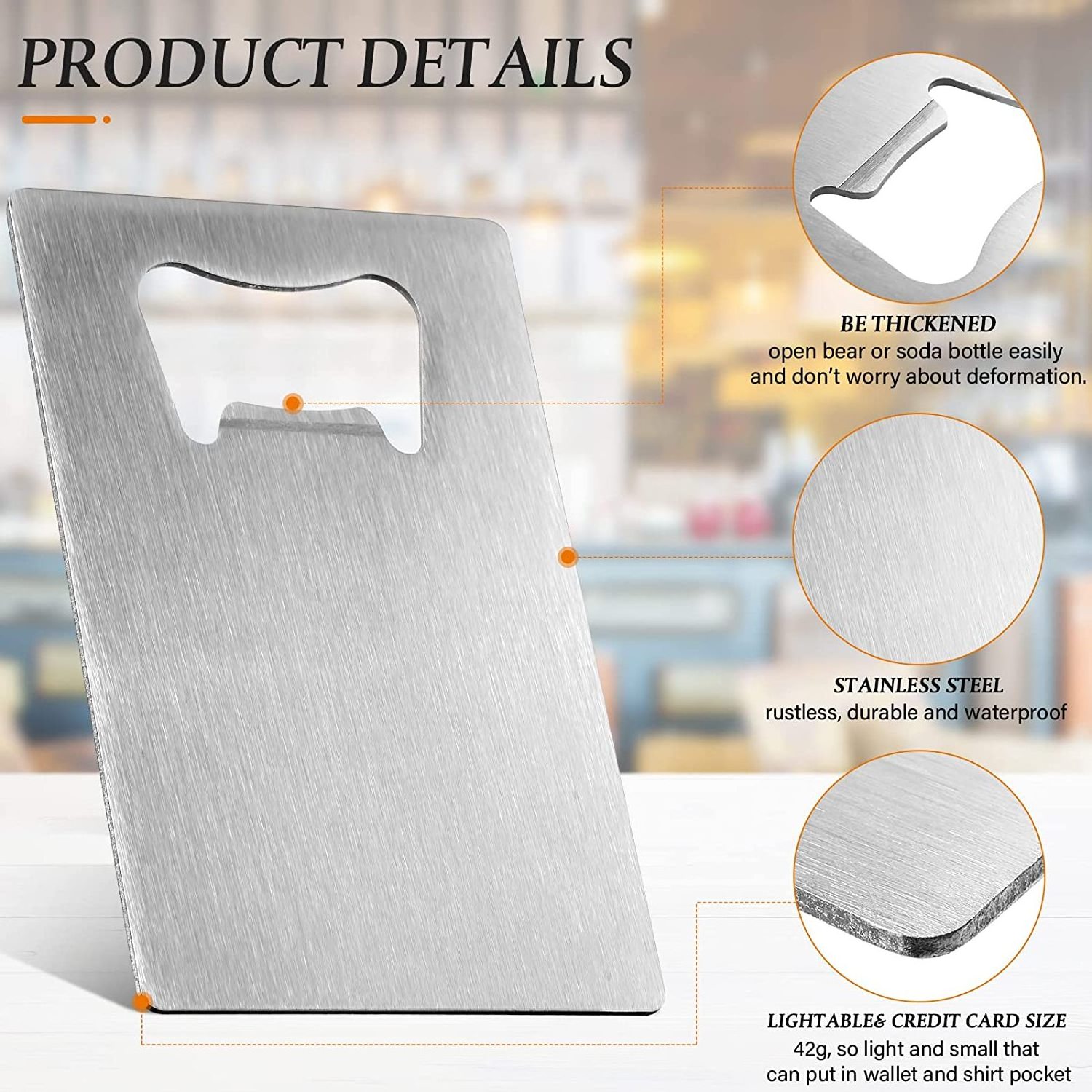 Wedding gift custom size metal stainless steel blank business credit card bottle opener with logo