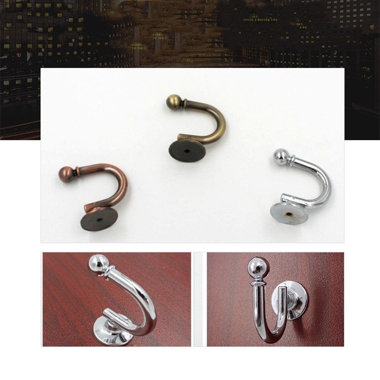 Wall Mounted Zinc Alloy Single Coat Hooks Hat Hanger Robe Clothes Hook