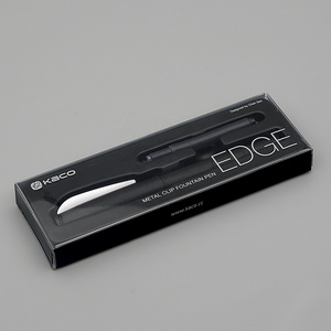 KACO EDGE Fountain Pen, Medium Nib with 2 Large Capacity Black Ink Cartridges, Black Color Case