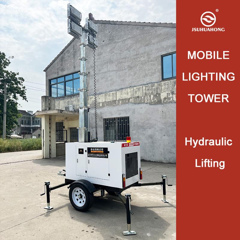 Moveable LED 4*1000W  Diesel Power Generation Mining Construction Light Tower 7M 9M Hydraulic Lighthouse