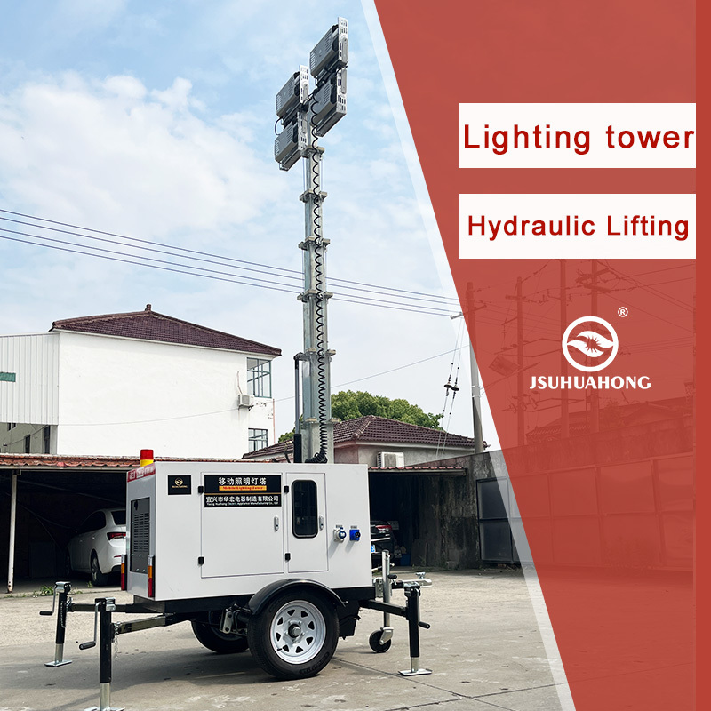 Moveable LED 4*1000W  Diesel Power Generation Mining Construction Light Tower 7M 9M Hydraulic Lighthouse