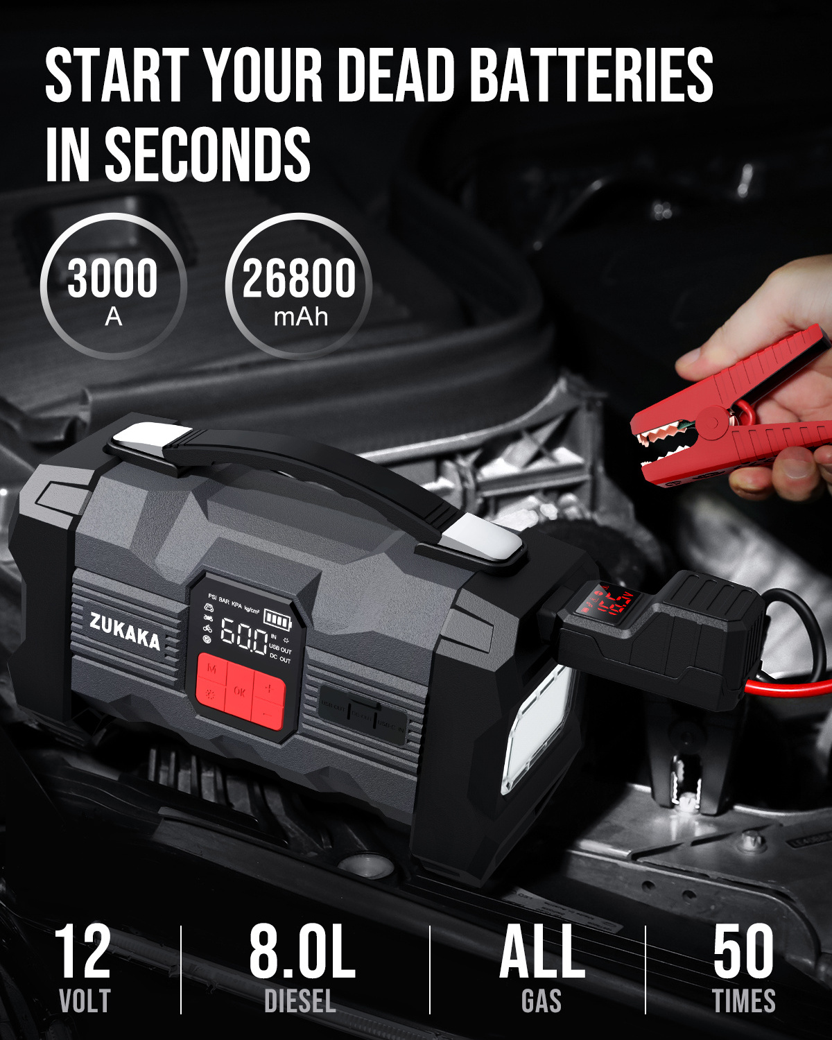 4x4 recovery kit 14000mAh utrai car jump starter power bank vehicle booster 12v air compressor car tyre inflator