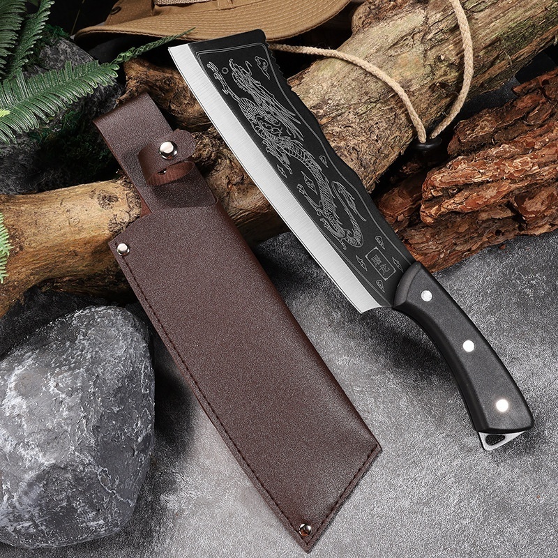 2024 Trending 8 Inch Stainless Steel Heavy Duty Dragon Slayer Kitchen Knives Firewood Bone Chopper Knife With Sheath