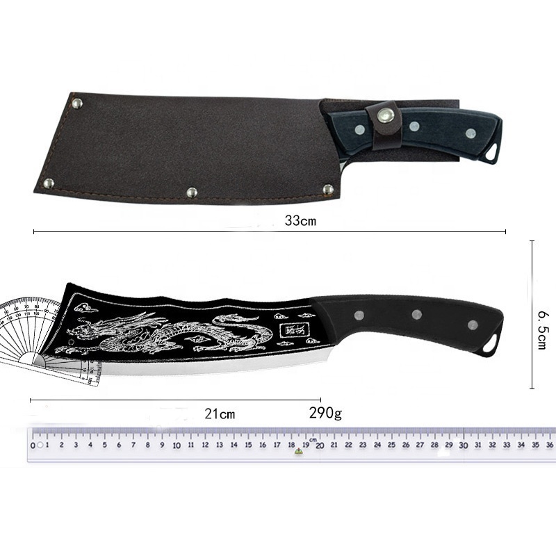 2024 Trending 8 Inch Stainless Steel Heavy Duty Dragon Slayer Kitchen Knives Firewood Bone Chopper Knife With Sheath