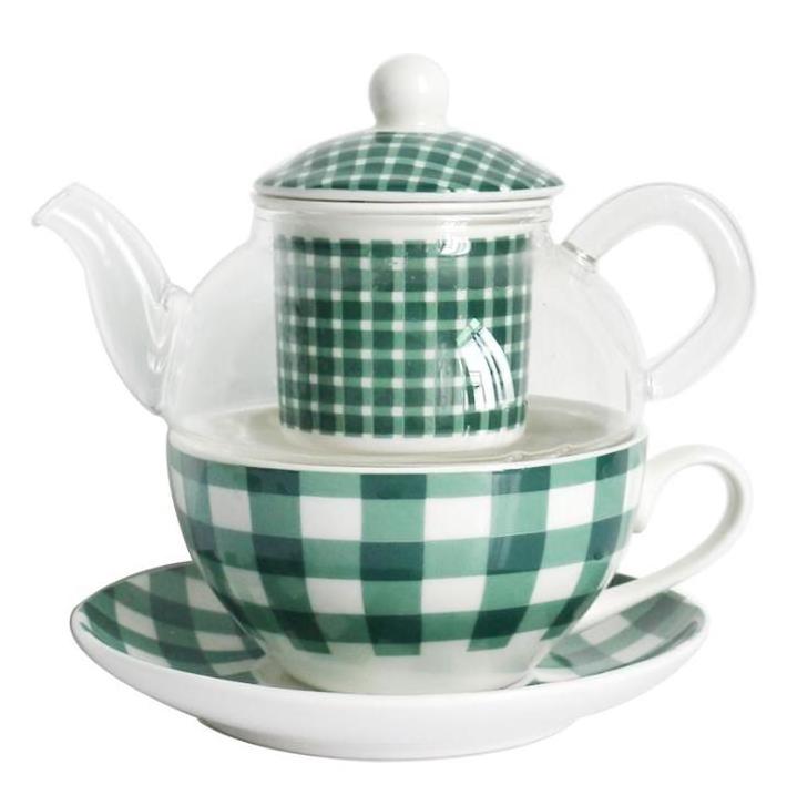 Wholesale High-quality Nordic Style Fresh Green Afternoon Tea Glass Coffee Tea Pots