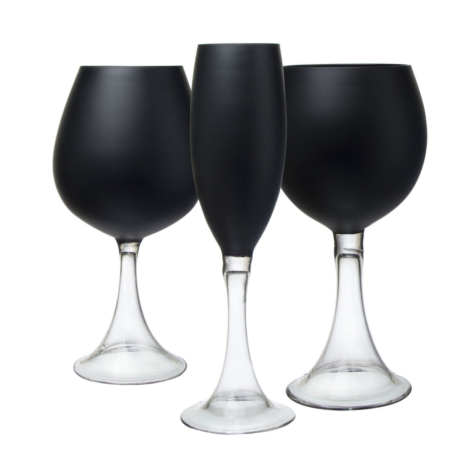 crystal water glasses Bar drinking champagne flutes stock wine cup set black glass goblets