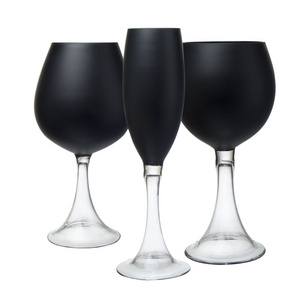 crystal water glasses Bar drinking champagne flutes stock wine cup set black glass goblets