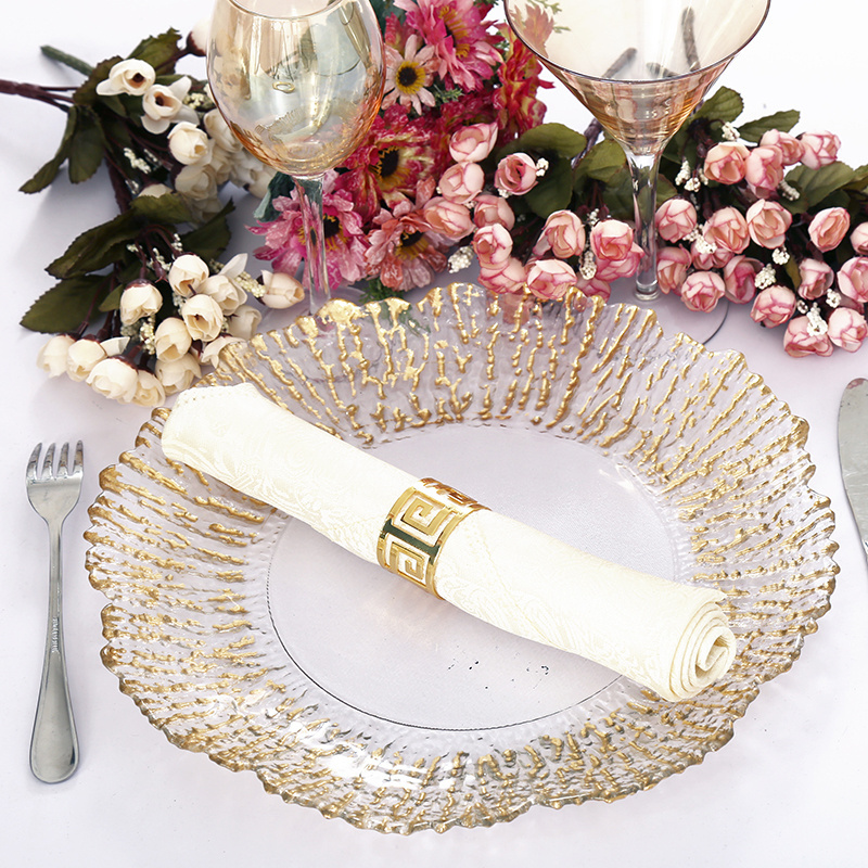 Wholesale 13inch Restaurant  Underplate Wedding Reef Gold Charger Plate