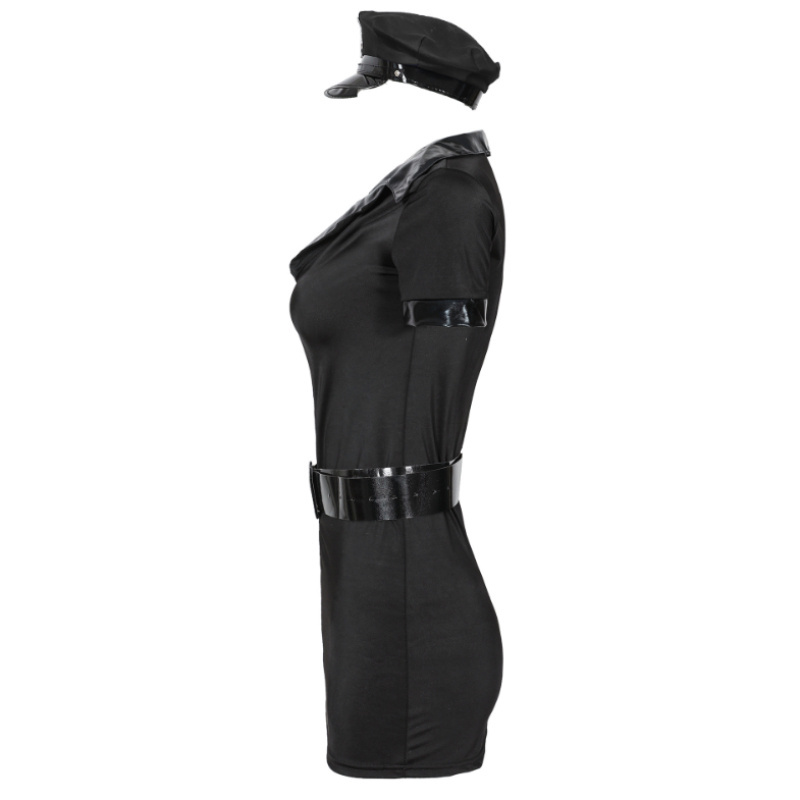 Futuretree Women's Police Cosplay Halloween Costume 6 Piece Sexy Dirty Cop Uniform Outfit Cotton Blend Nylon Fancy Dresses