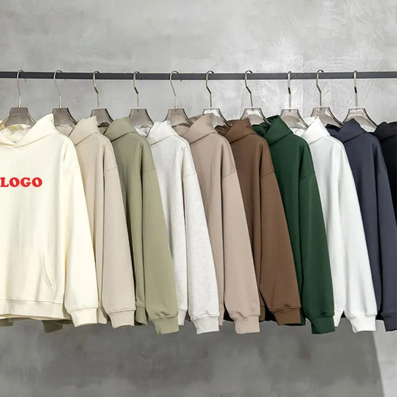 High Quality Wholesale Custom Print Logo Blank Plain No String Oversized Heavyweight Cotton Unisex Men Pullover Hoodie For Men