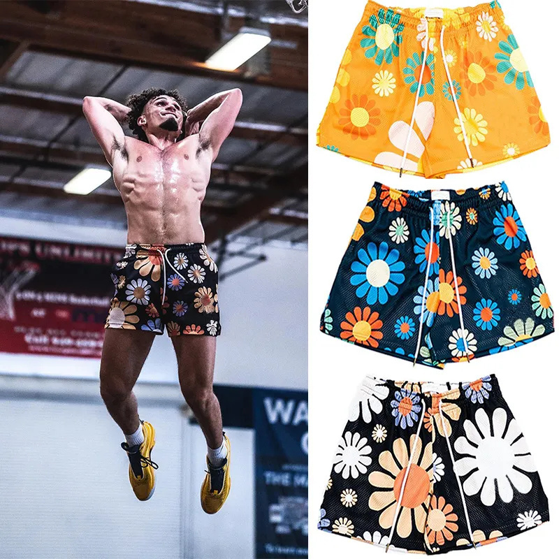 Premium Custom All Over Print Sublimation Double Line Polyester 5.5 6 Inch Inseam Men Basketball Mesh Shorts With Zipper Pockets