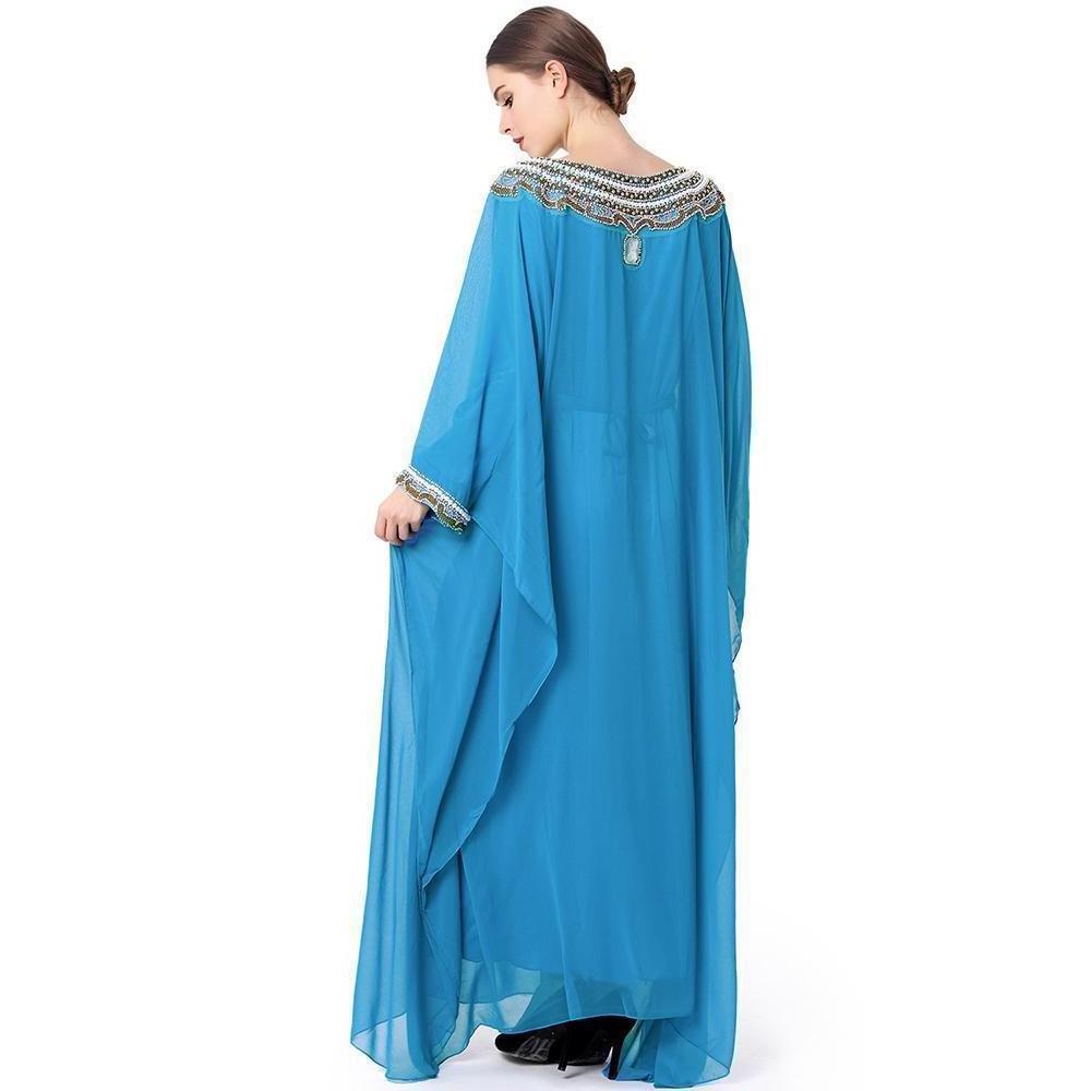 New High-grade Women's Chiffon Hui Muslim Long Skirt Long-sleeved Middle East Robe Arabic Shimmer Turkish Inner Slip Dresses