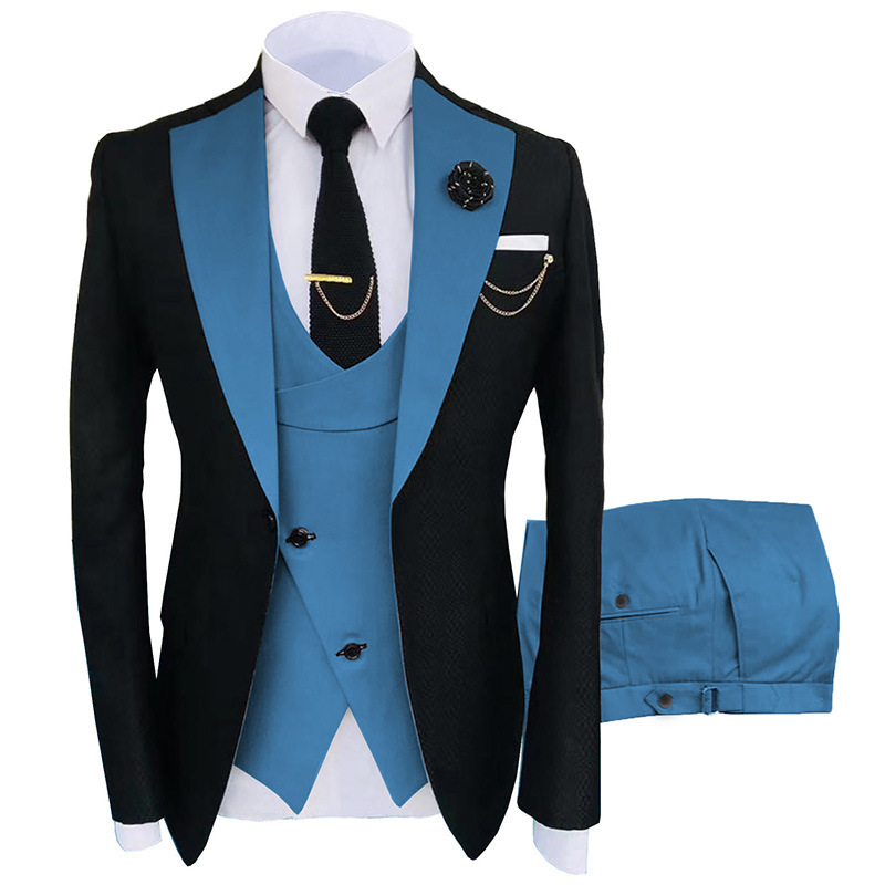 New Costume Men Popular Clothing Luxury Party Stage Men's Suit Groomsmen Regular Fit Tuxedo 3 Piece Set Jacket Trousers Vest