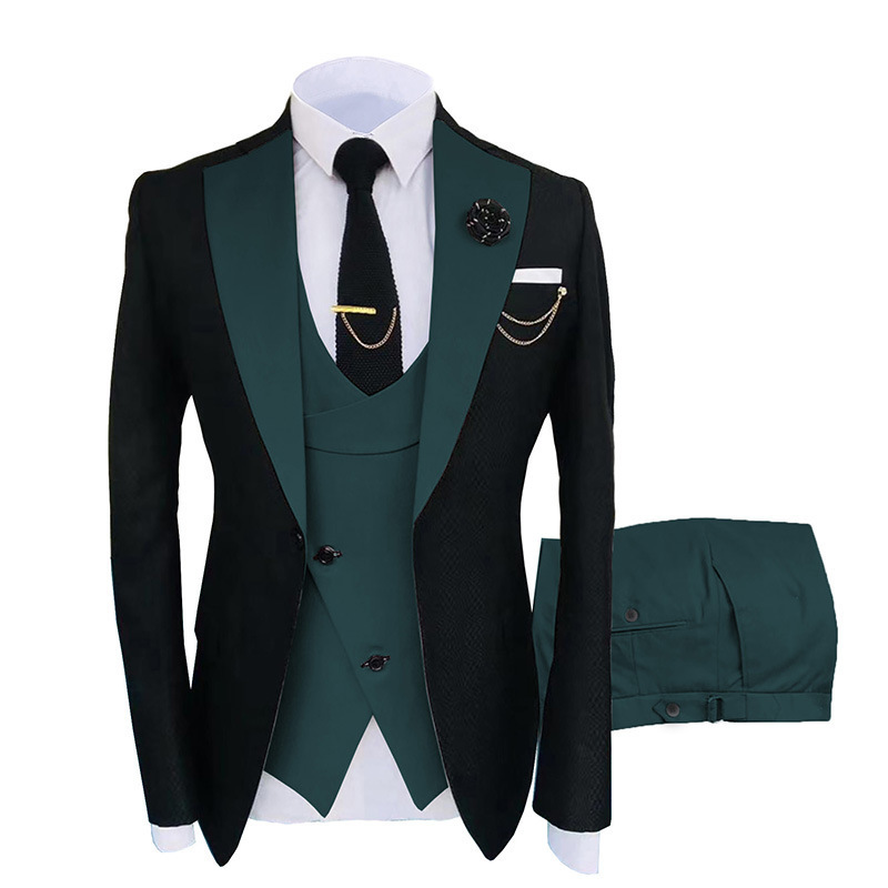 New Costume Men Popular Clothing Luxury Party Stage Men's Suit Groomsmen Regular Fit Tuxedo 3 Piece Set Jacket Trousers Vest