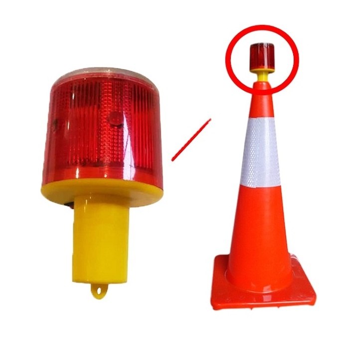 Road led light warning road traffic light solar red flashing warning light