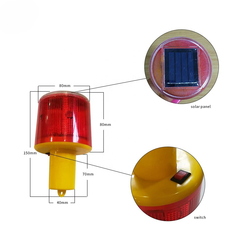 Road led light warning road traffic light solar red flashing warning light