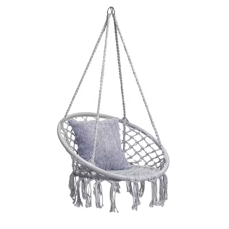 Indoor household cradles hanging baskets, cotton rope woven tassel swings hanging chair swing bracket