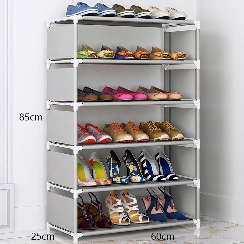 Home Modern Cheap Dustproof Foldable Shoes Rack Organizer 6 Lays Collapsible Shoe Storage Rack