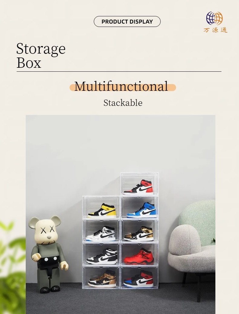 Wholesale Magnetic Stackable Foldable Shoe Container Storage Box Clear Plastic Transparent Shoe Box