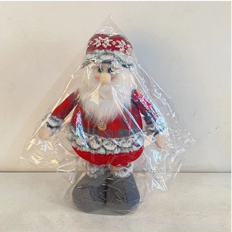 22 Inch Large Size Christmas Santa Figurine Telescopic Length Standing Christmas Snowman Elk Ornament Doll Xmas Decoration