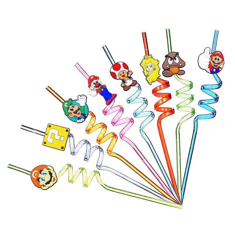 Hot Sale Reusable Soft PVC Cartoon Creative Straw Tip Tumbler Bottle Drinking Straws