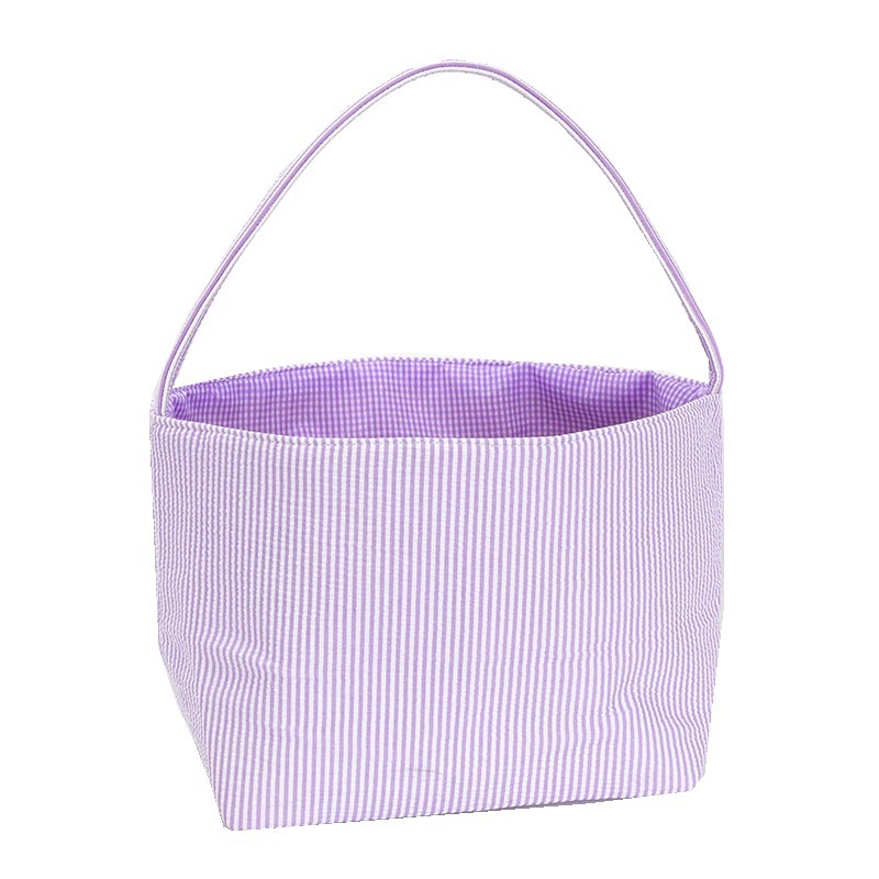 Personalized Striped Monogram Seersucker Easter Tote Bag Custom Easter Basket Wholesale