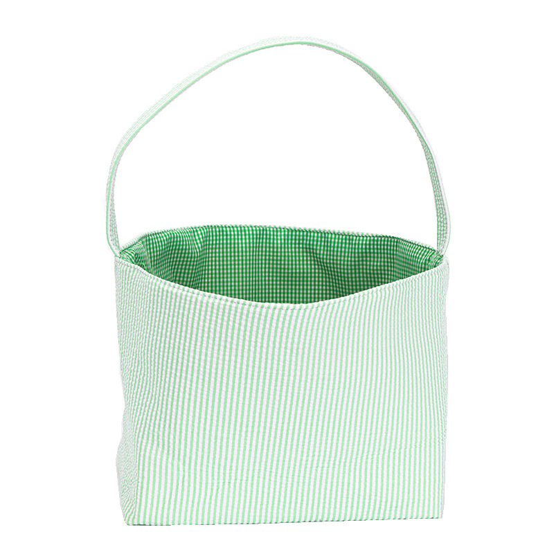 Personalized Striped Monogram Seersucker Easter Tote Bag Custom Easter Basket Wholesale