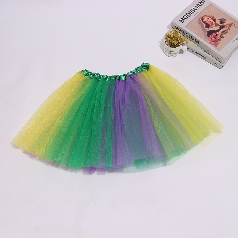 Purple Green Yellow Colored 3 Layers Fluffy Tutu Skirt Ballet Dance Dresses For Girls Women